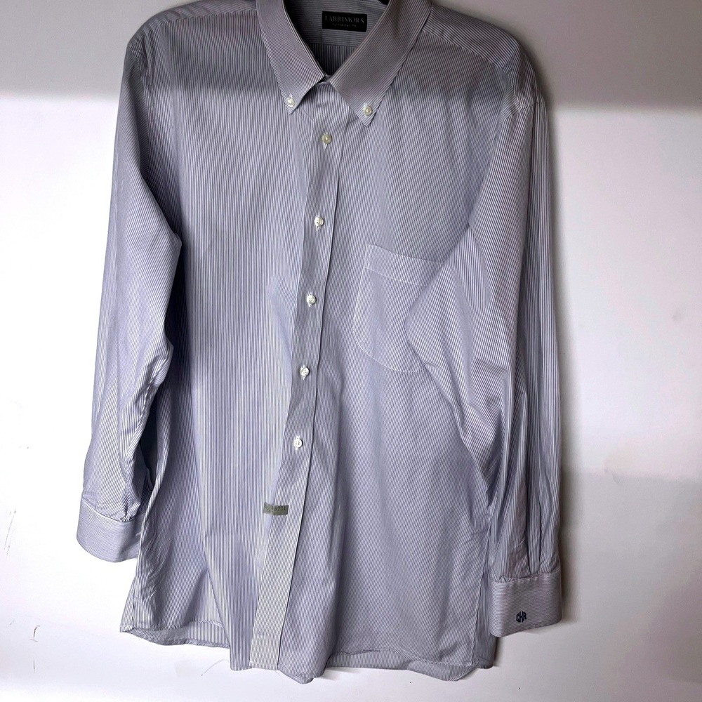 Larrimor's Pittsburgh PA Custom Made Blue Dress Shirt Men's Made USA French Cuff